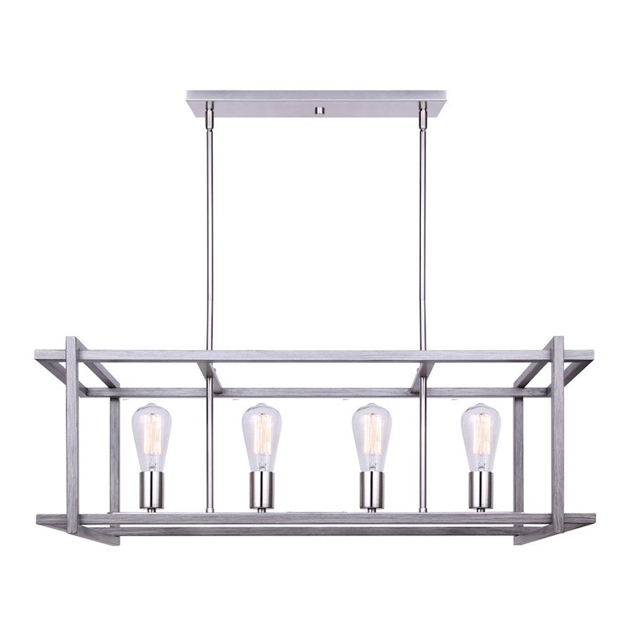 Canarm Carli 33in 4-Light Chandelier | Modern Brushed Nickel and Brushed Dark Grey Wood | Kitchen & Dining Room | Model ICH1066A04BNB33