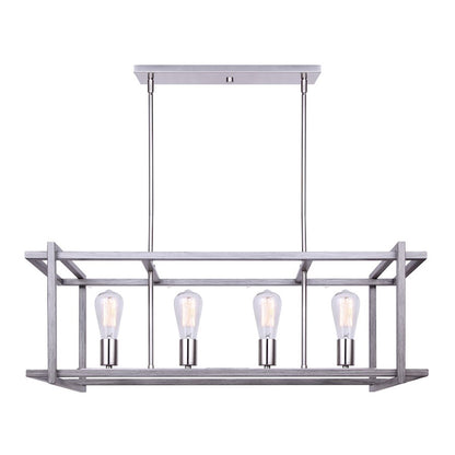 Canarm Carli 33in 4-Light Chandelier | Modern Brushed Nickel and Brushed Dark Grey Wood | Kitchen & Dining Room | Model ICH1066A04BNB33