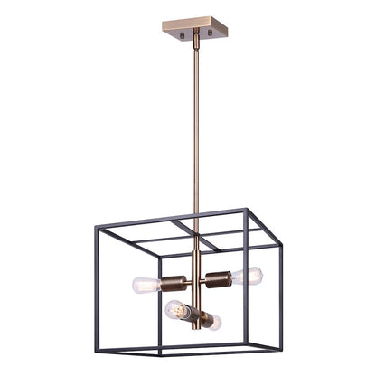 Canarm Bodie 15in 4-Light Chandelier | Industrial Matte Black and Gold | Entryway & Dining Room | 15 x 15 x 21 in | Model ICH1069A04BKG15