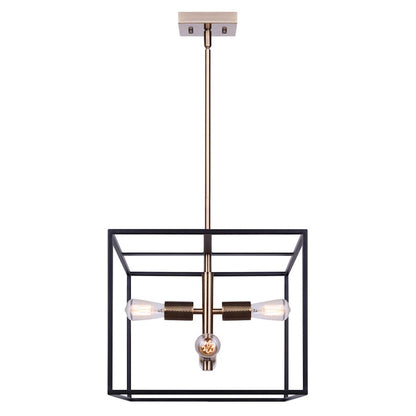 Canarm Bodie 15in 4-Light Chandelier | Industrial Matte Black and Gold | Entryway & Dining Room | 15 x 15 x 21 in | Model ICH1069A04BKG15