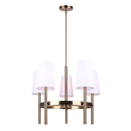 Canarm Lenci 26in 5-Light Chandelier | Modern Gold and Seeded Glass | Dining Room & Living Room | 26 x 28 in | Model ICH1072A05GD