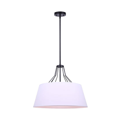 Canarm Anton 18in 3-Light Chandelier | Transitional Matte Black and White Fabric Shade | Kitchen Island & Entryway | 18 x 18 in | Model ICH1075A03BK18