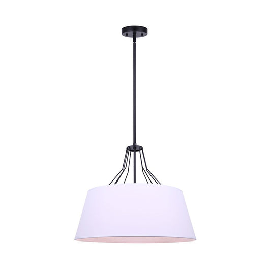 Canarm Anton 18in 3-Light Chandelier | Transitional Matte Black and White Fabric Shade | Kitchen Island & Entryway | 18 x 18 in | Model ICH1075A03BK18