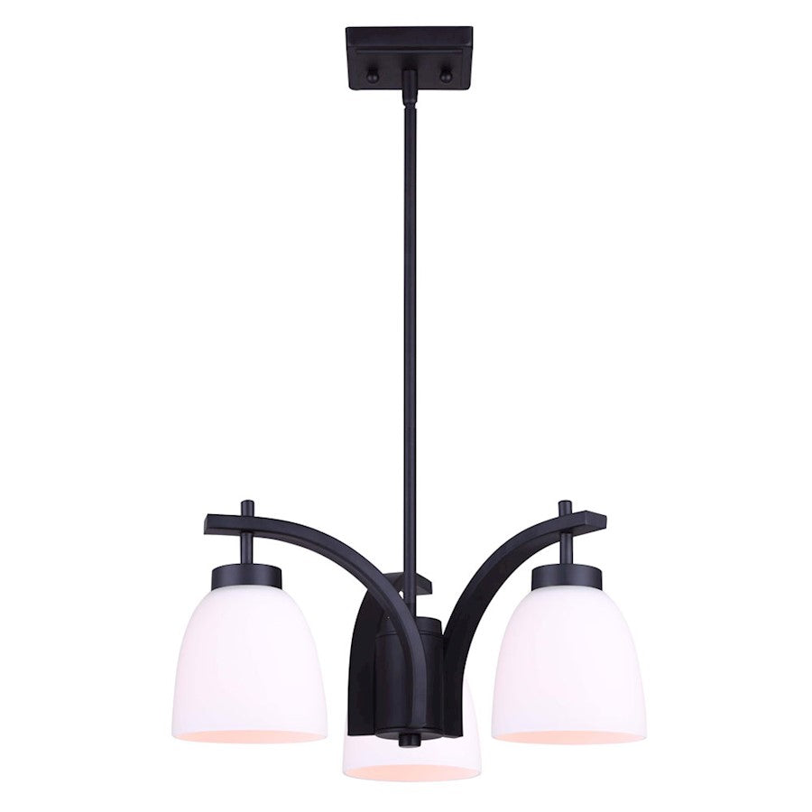 Canarm Mack 18in 3-Light Chandelier | Transitional Brushed Nickel and Opal Glass | Dining Room & Entryway | 18 x 10 in | Model ICH1077A03BK