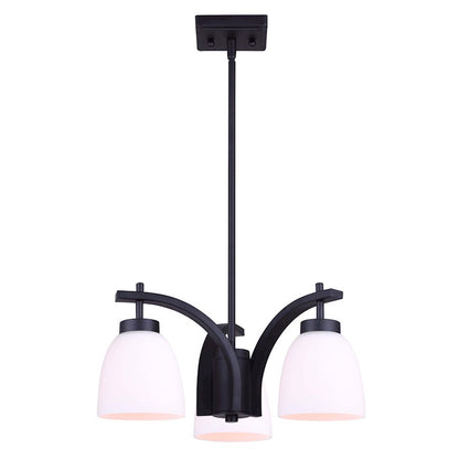 Canarm Mack 18in 3-Light Chandelier | Transitional Brushed Nickel and Opal Glass | Dining Room & Entryway | 18 x 10 in | Model ICH1077A03BK