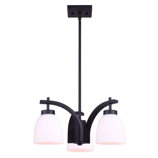 Canarm Mack 18in 3-Light Chandelier | Transitional Brushed Nickel and Opal Glass | Dining Room & Entryway | 18 x 10 in | Model ICH1077A03BK