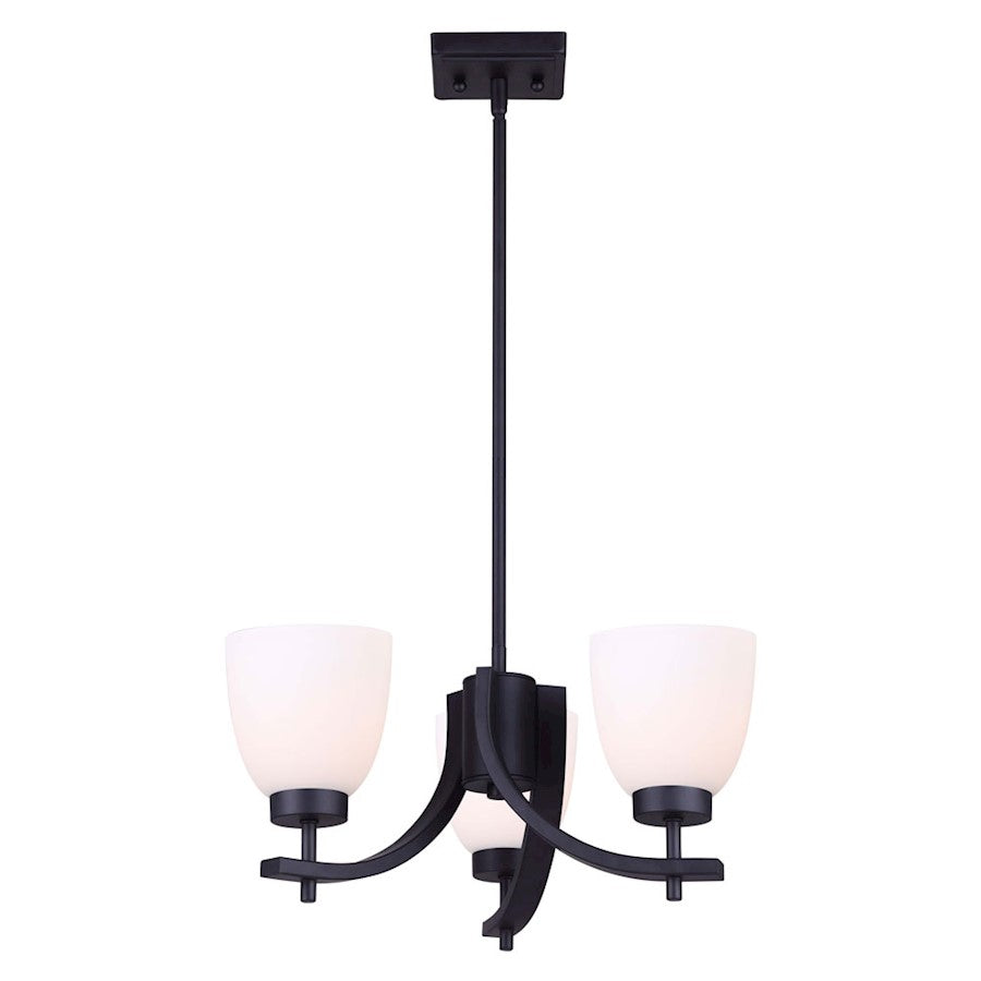 Canarm Mack 18in 3-Light Chandelier | Transitional Brushed Nickel and Opal Glass | Dining Room & Entryway | 18 x 10 in | Model ICH1077A03BK