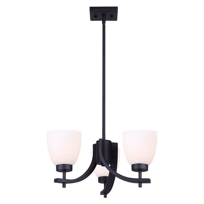 Canarm Mack 18in 3-Light Chandelier | Transitional Brushed Nickel and Opal Glass | Dining Room & Entryway | 18 x 10 in | Model ICH1077A03BK