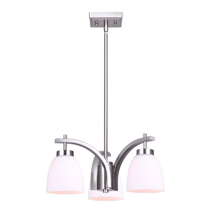 Canarm Mack 18in 3-Light Chandelier | Transitional Brushed Nickel and Opal Glass | Dining Room & Entryway | 18 x 58.75 x 10.75 in | Model ICH1077A03BN