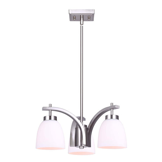 Canarm Mack 18in 3-Light Chandelier | Transitional Brushed Nickel and Opal Glass | Dining Room & Entryway | 18 x 58.75 x 10.75 in | Model ICH1077A03BN