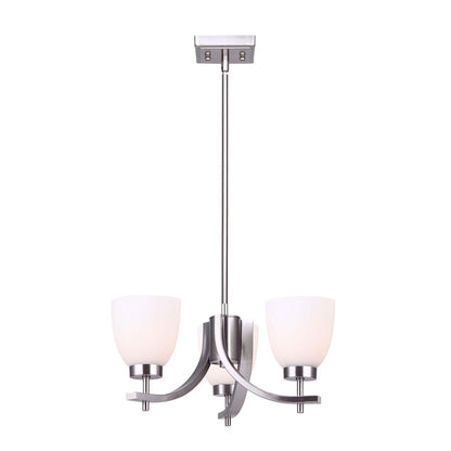 Canarm Mack 18in 3-Light Chandelier | Transitional Brushed Nickel and Opal Glass | Dining Room & Entryway | 18 x 58.75 x 10.75 in | Model ICH1077A03BN