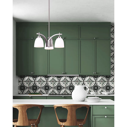Canarm Mack 18in 3-Light Chandelier | Transitional Brushed Nickel and Opal Glass | Dining Room & Entryway | 18 x 58.75 x 10.75 in | Model ICH1077A03BN