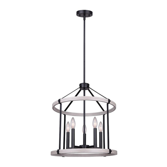 Canarm Joelle 18.5in 5-Light Chandelier | Modern Matte Black and Brushed Grey Metal | Dining Room & Entryway | Model ICH1094A05BBG19