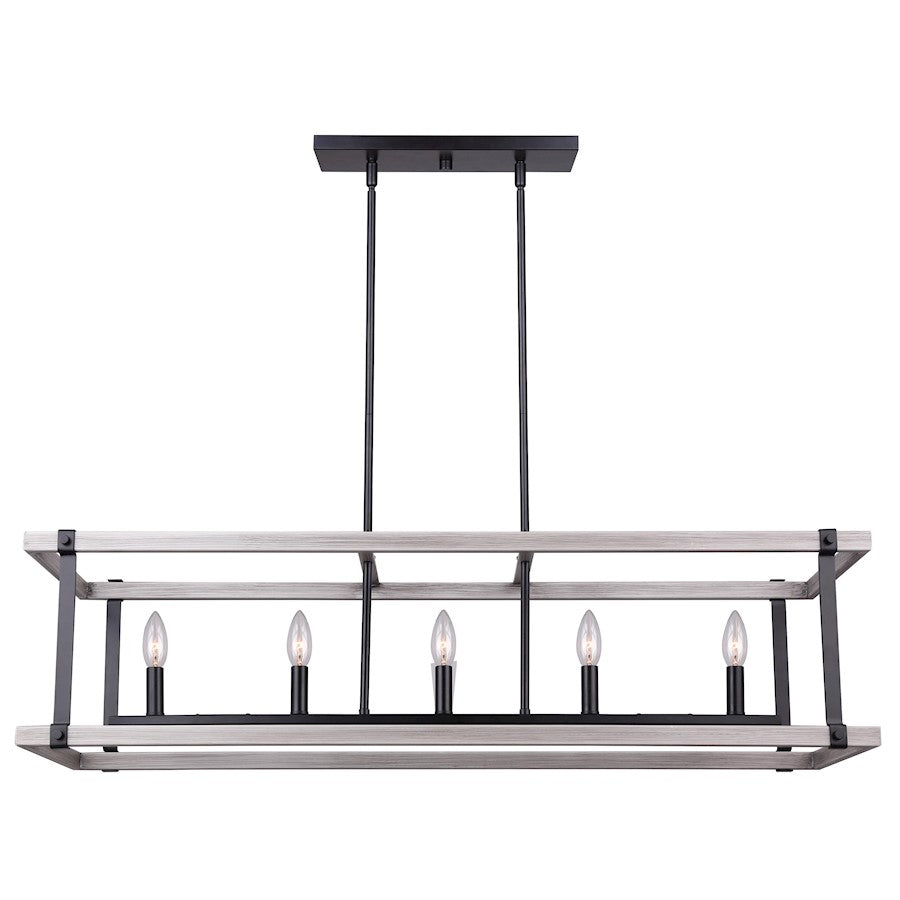 Canarm Joelle 40in 5-Light Chandelier | Matte Black and Brushed Grey Metal | Dining Room & Living Room | 40 x 10 x 61 in | Model ICH1094A05BBG40