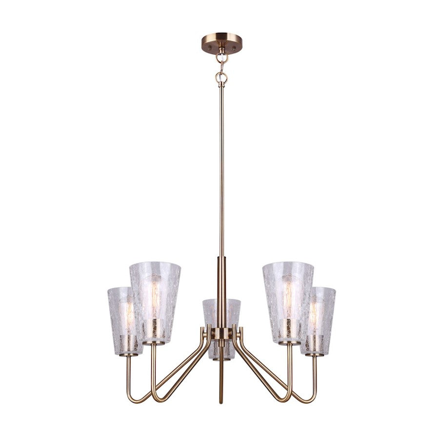 Canarm Everly 25in 5-Light Chandelier | Gold and Crackle Glass | Dining Room & Living Room | 25 x 25 x 69 in | Model ICH1100A05GD