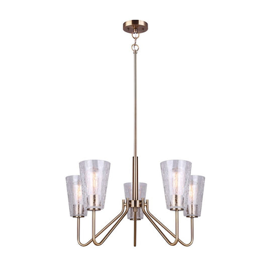 Canarm Everly 25in 5-Light Chandelier | Gold and Crackle Glass | Dining Room & Living Room | 25 x 25 x 69 in | Model ICH1100A05GD