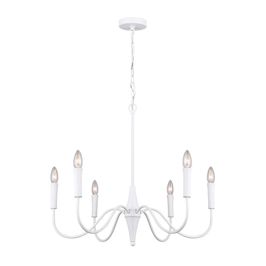Canarm Brielle 26in 6-Light Chandelier | Modern Matte White Metal | Dining Room & Entryway | 26 x 26 x 23 in | Model ICH1103A06WH