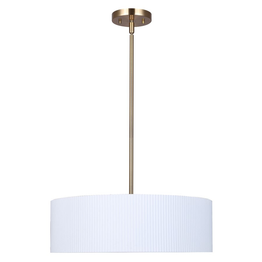 Canarm Rexton 17in 3-Light Chandelier | Matte White and Gold Steel with Ribbed Drum Shade | Dining Room & Kitchen | Model ICH1119A03WHG17