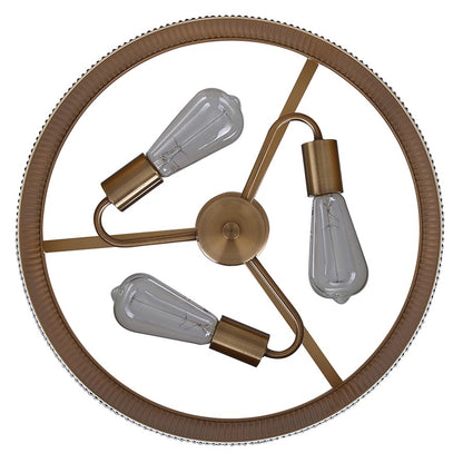 Canarm Rexton 17in 3-Light Chandelier | Matte White and Gold Steel with Ribbed Drum Shade | Dining Room & Kitchen | Model ICH1119A03WHG17