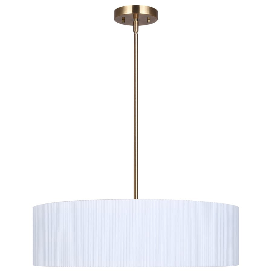 Canarm Rexton 22in 3-Light Chandelier | Matte White and Gold Steel with Ribbed Drum Shade | Dining Room & Kitchen | Model ICH1119A03WHG22