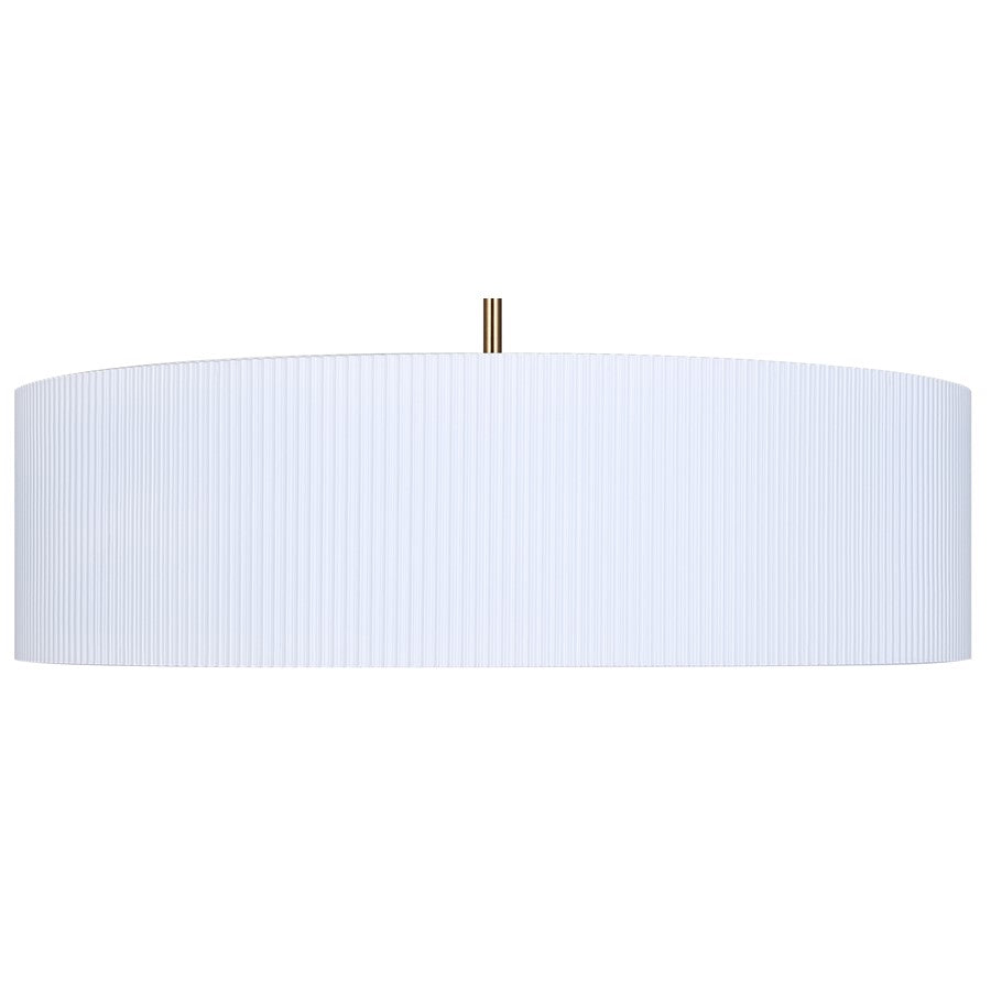 Canarm Rexton 22in 3-Light Chandelier | Matte White and Gold Steel with Ribbed Drum Shade | Dining Room & Kitchen | Model ICH1119A03WHG22