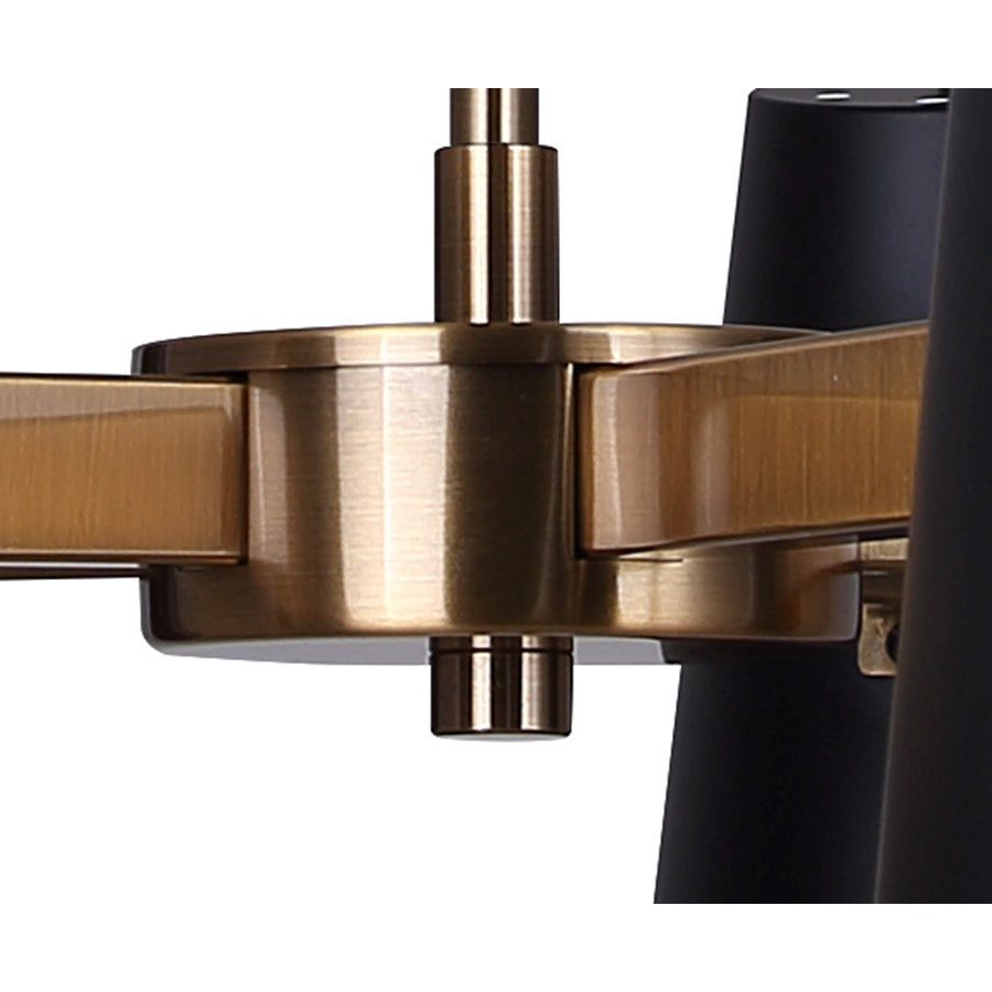 Canarm Harken 26in 5-Light Chandelier | Mid-Century Matte Black and Gold Steel | Dining Room & Living Room | 26 x 26 x 15.5 in | Model ICH1145A05BKG