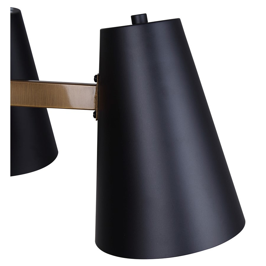 Canarm Harken 26in 5-Light Chandelier | Mid-Century Matte Black and Gold Steel | Dining Room & Living Room | 26 x 26 x 15.5 in | Model ICH1145A05BKG