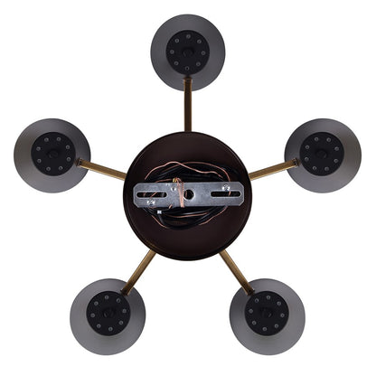 Canarm Harken 26in 5-Light Chandelier | Mid-Century Matte Black and Gold Steel | Dining Room & Living Room | 26 x 26 x 15.5 in | Model ICH1145A05BKG