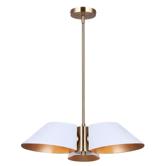 Canarm Daxton 20in 3-Light Chandelier | Contemporary Matte White and Gold Metal | Kitchen Island & Dining Room | Model ICH1146A03WHG