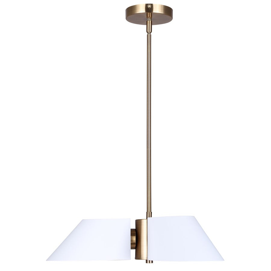 Canarm Daxton 20in 3-Light Chandelier | Contemporary Matte White and Gold Metal | Kitchen Island & Dining Room | Model ICH1146A03WHG