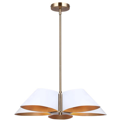 Canarm Daxton 21.5in 5-Light Chandelier | Contemporary Matte White and Gold Steel+Aluminum | Dining Room & Kitchen Island | Model ICH1146A05WHG