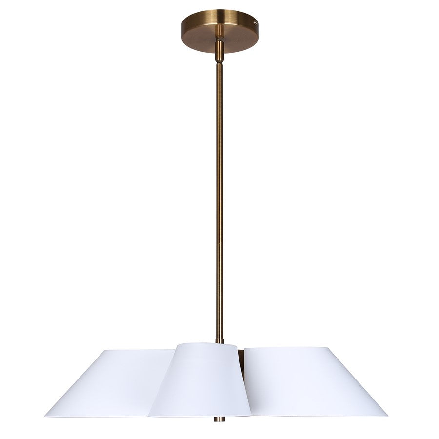 Canarm Daxton 21.5in 5-Light Chandelier | Contemporary Matte White and Gold Steel+Aluminum | Dining Room & Kitchen Island | Model ICH1146A05WHG