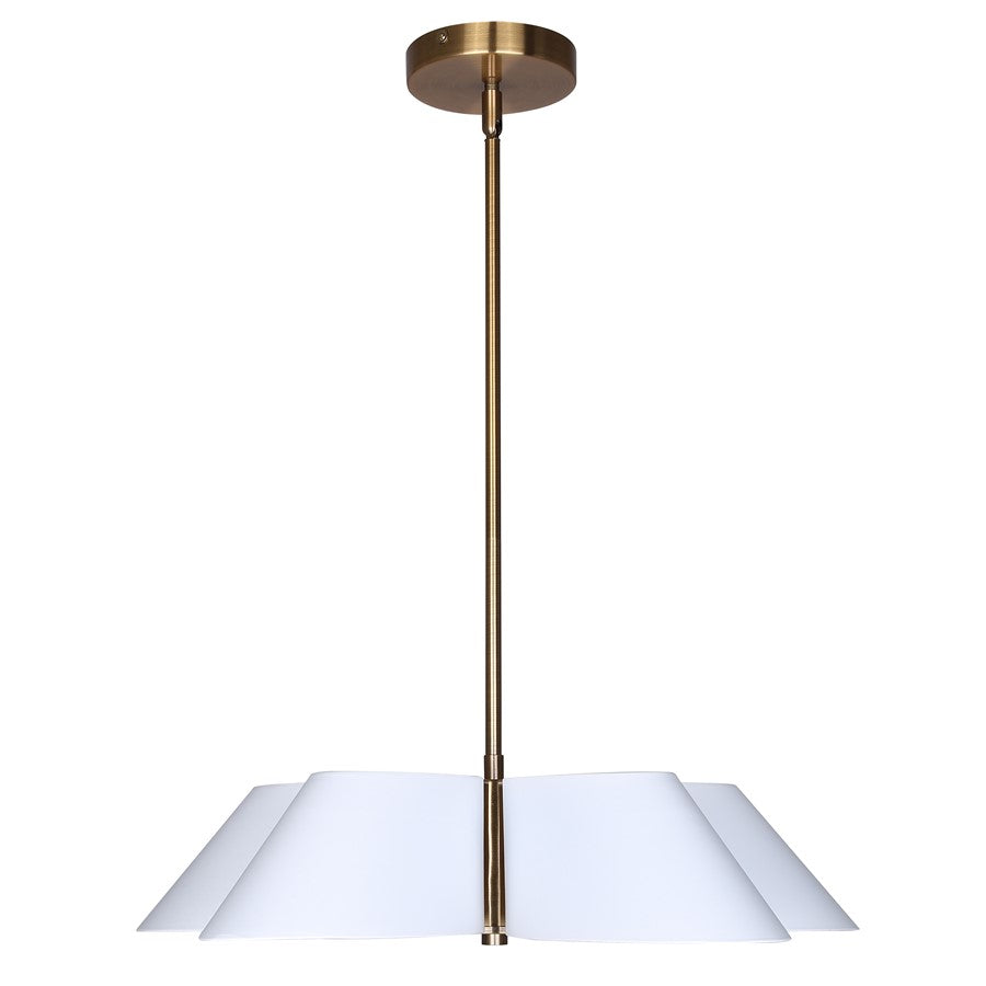 Canarm Daxton 21.5in 5-Light Chandelier | Contemporary Matte White and Gold Steel+Aluminum | Dining Room & Kitchen Island | Model ICH1146A05WHG