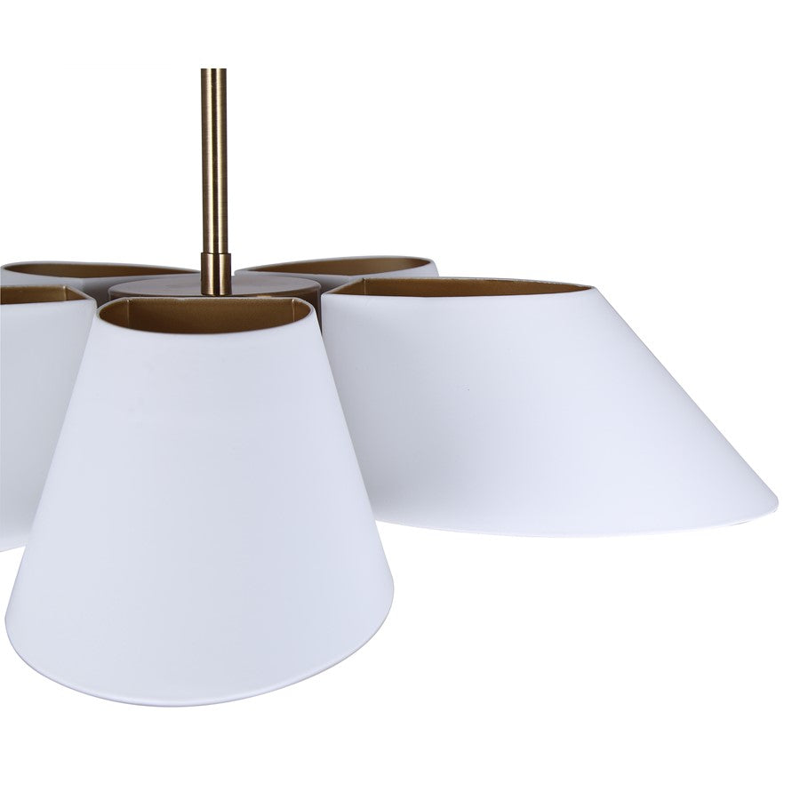 Canarm Daxton 21.5in 5-Light Chandelier | Contemporary Matte White and Gold Steel+Aluminum | Dining Room & Kitchen Island | Model ICH1146A05WHG