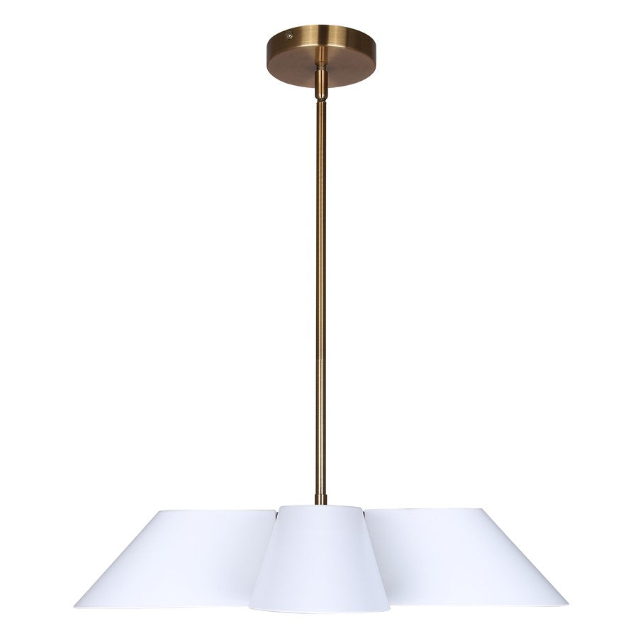 Canarm Daxton 21.5in 5-Light Chandelier | Contemporary Matte White and Gold Steel+Aluminum | Dining Room & Kitchen Island | Model ICH1146A05WHG