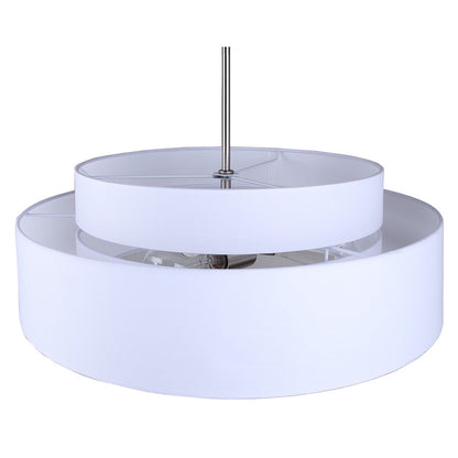 Canarm Landra 22in 3-Light Chandelier | Modern Brushed Nickel and White Fabric Shade | Dining Room & Kitchen | Model ICH1148A03BN21