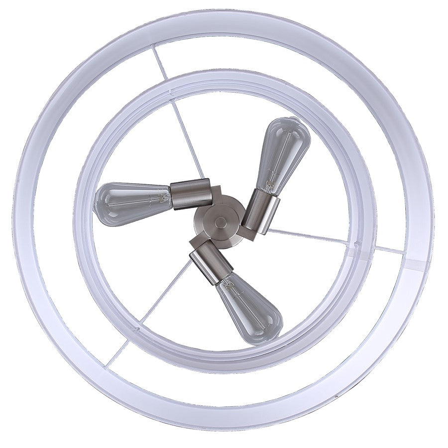 Canarm Landra 22in 3-Light Chandelier | Modern Brushed Nickel and White Fabric Shade | Dining Room & Kitchen | Model ICH1148A03BN21