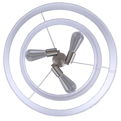 Canarm Landra 22in 3-Light Chandelier | Modern Brushed Nickel and White Fabric Shade | Dining Room & Kitchen | Model ICH1148A03BN21