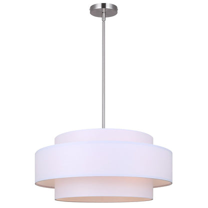 Canarm Landra 22in 3-Light Chandelier | Modern Brushed Nickel and White Fabric Shade | Kitchen & Dining Room | Model ICH1148A03BN22