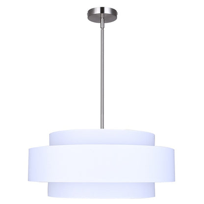 Canarm Landra 22in 3-Light Chandelier | Modern Brushed Nickel and White Fabric Shade | Kitchen & Dining Room | Model ICH1148A03BN22
