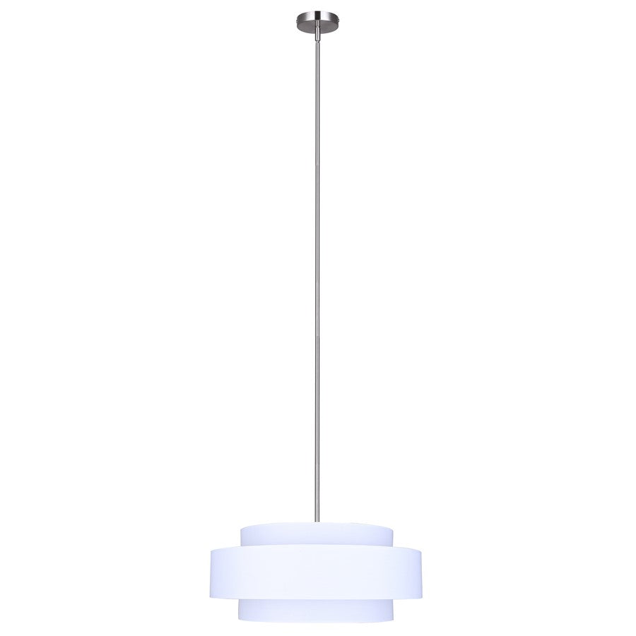 Canarm Landra 22in 3-Light Chandelier | Modern Brushed Nickel and White Fabric Shade | Kitchen & Dining Room | Model ICH1148A03BN22