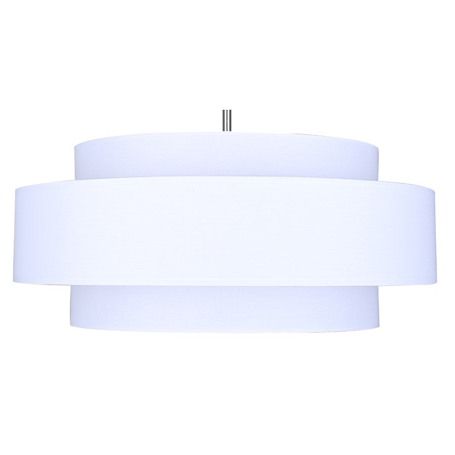 Canarm Landra 22in 3-Light Chandelier | Modern Brushed Nickel and White Fabric Shade | Kitchen & Dining Room | Model ICH1148A03BN22