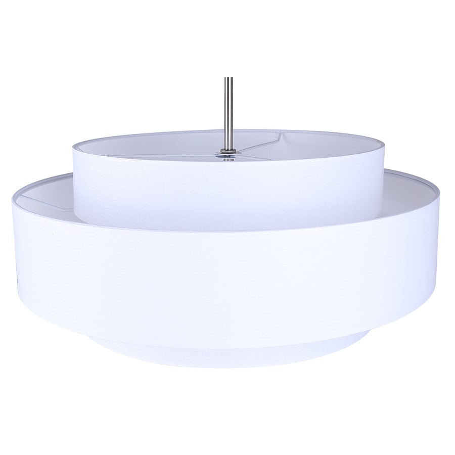 Canarm Landra 22in 3-Light Chandelier | Modern Brushed Nickel and White Fabric Shade | Kitchen & Dining Room | Model ICH1148A03BN22