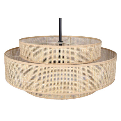 Canarm Bellamy 22in 3-Light Chandelier | Modern Black and Natural Rattan Shade | Dining Room & Kitchen | 22 x 22 x 17.25 in | Model ICH1149A03NBK22