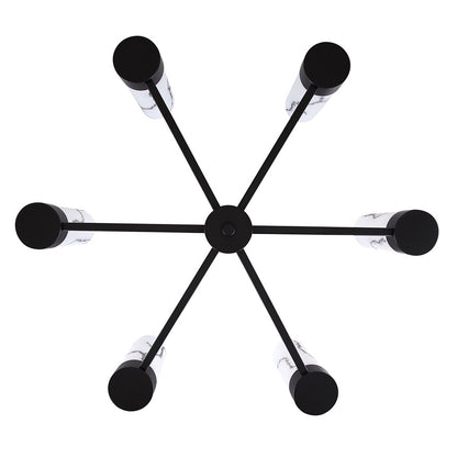 Canarm Kristella 26in 6-Light Chandelier | Modern Matte Black and Grey Marbled Glass | Dining Room & Entryway | Model ICH1153A06BK