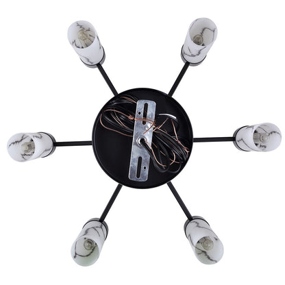 Canarm Kristella 26in 6-Light Chandelier | Modern Matte Black and Grey Marbled Glass | Dining Room & Entryway | Model ICH1153A06BK