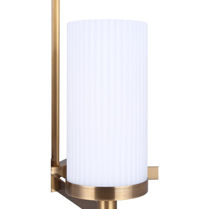 Canarm Kinslea 25in 5-Light Chandelier | Mid-Century Gold and Ribbed Opal Glass | Dining Room & Living Room | Model ICH1165A05GD