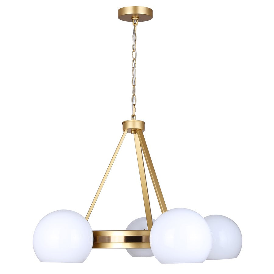 Canarm Monroe 30in 5-Light Chandelier | Mid-Century Gold and Opal Glass | Dining Room & Entryway | 30.25 x 30.25 x 20.25 in | Model ICH1169A05GDP9