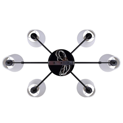 Canarm Aspen 15in 6-Light Chandelier | Classic Black and White Pleated Fabric Shades | Dining Room & Entryway | Model ICH1201A06BK
