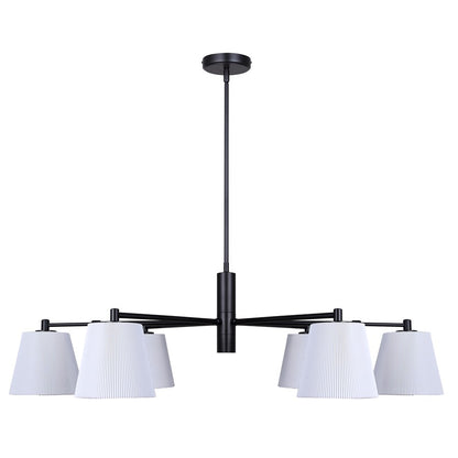 Canarm Aspen 15in 6-Light Chandelier | Classic Black and White Pleated Fabric Shades | Dining Room & Entryway | Model ICH1201A06BK